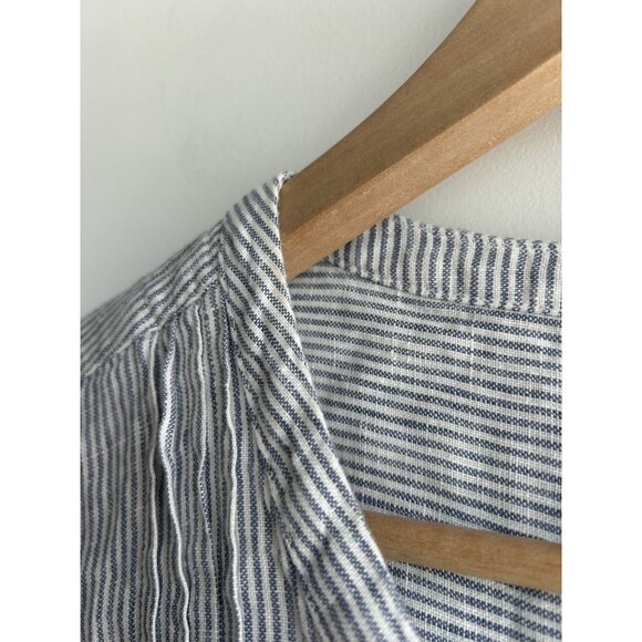 Quince 100% European Linen Sleeveless Swing Dress Blue Pinstripe Women's Size X2 - Picture 11 of 13